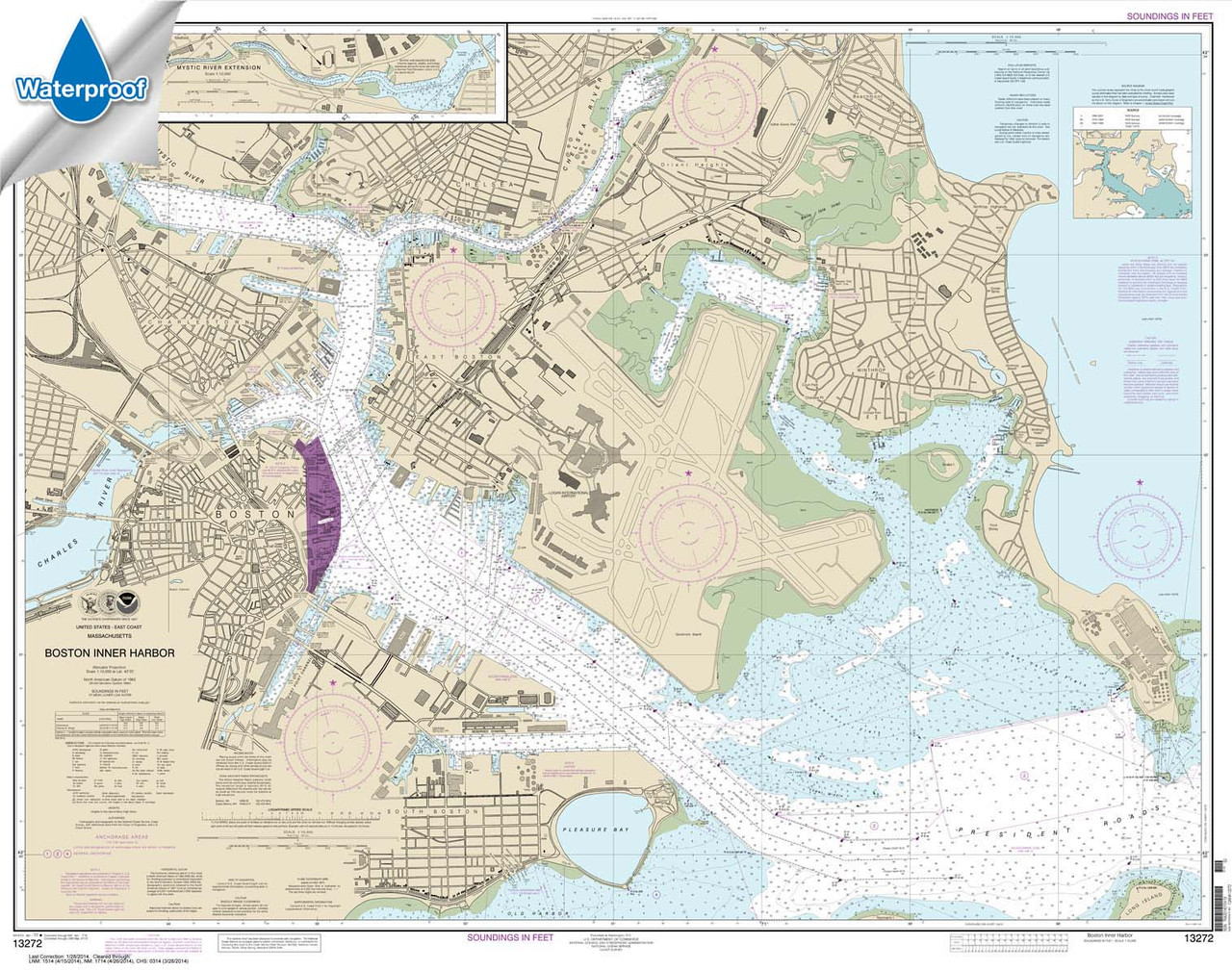 Waterproof NOAA Chart 13272: Boston Inner Harbor