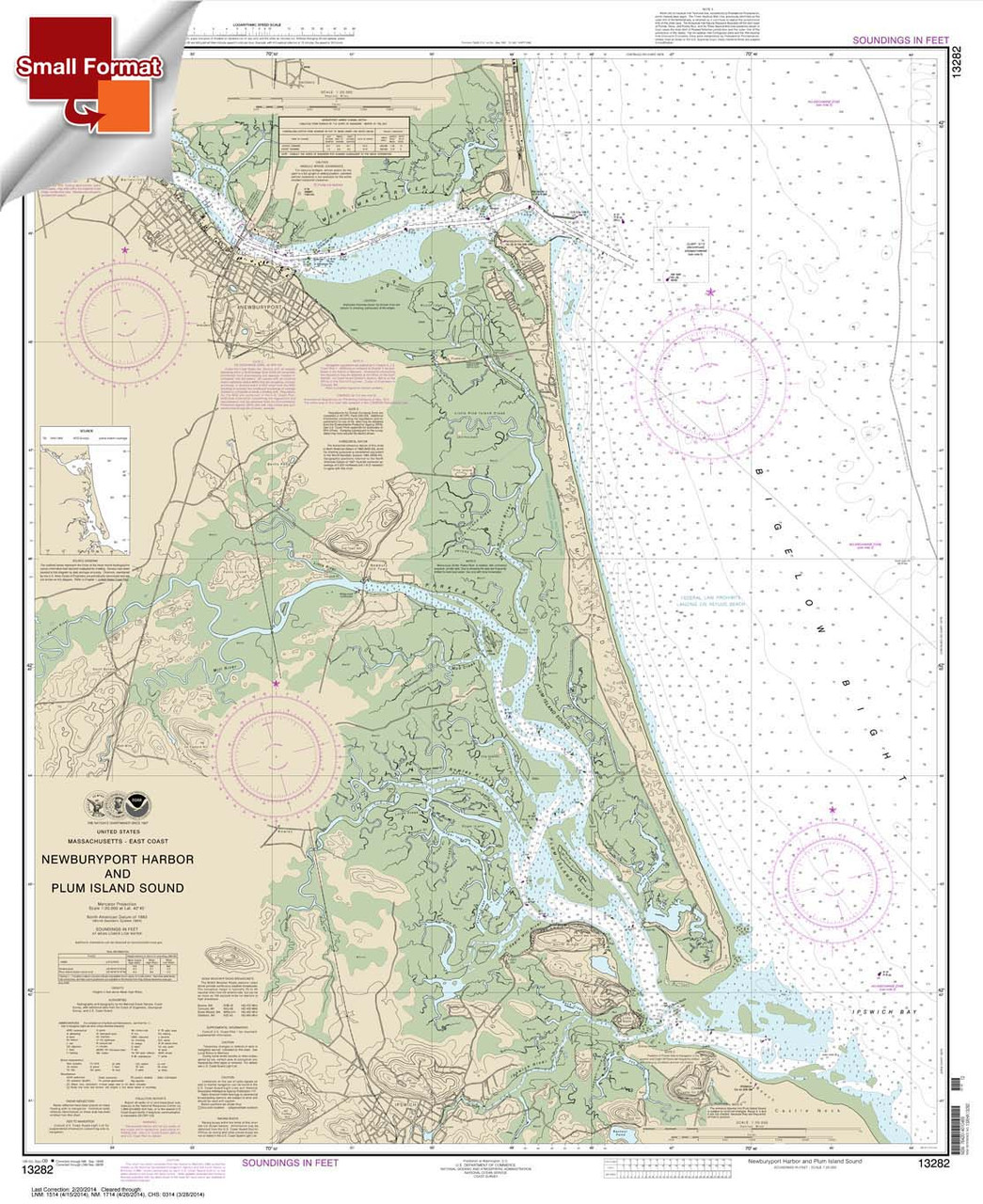 Small Format NOAA Chart 13282: Newburyport Harbor and Plum Island Sound