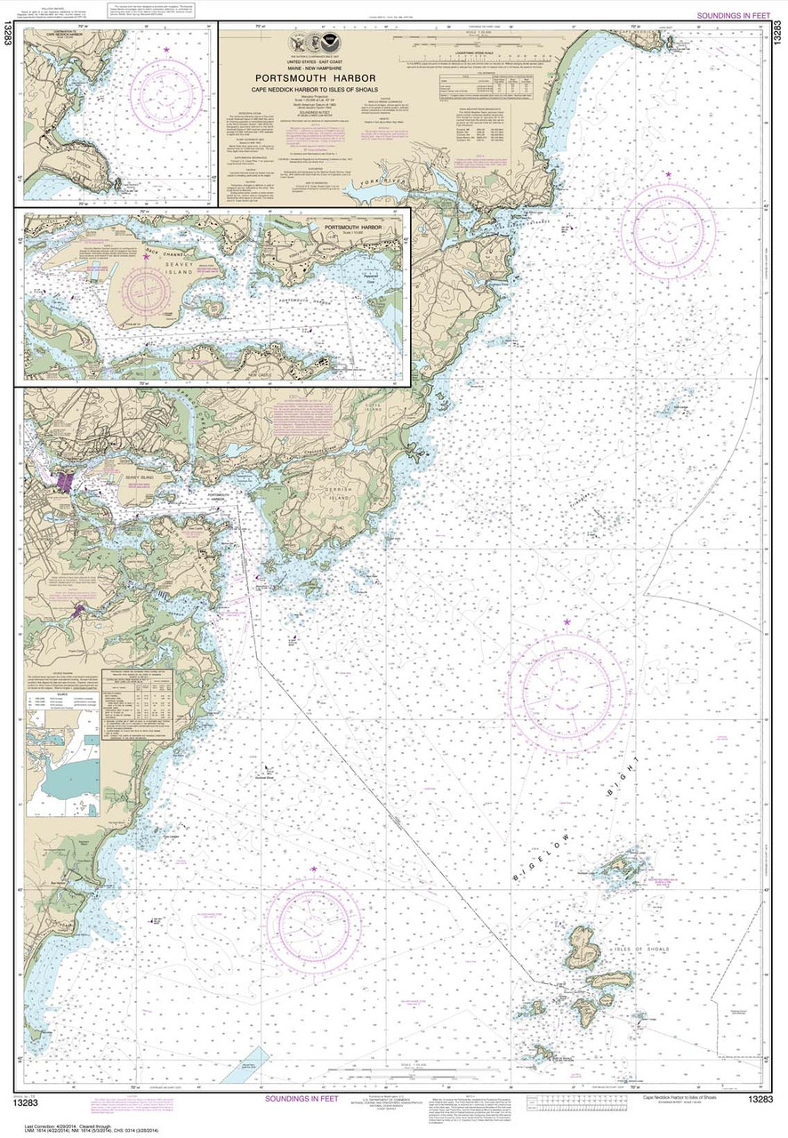 NOAA Chart 13283: Portsmouth Harbor Cape Neddick Harbor to Isles of Shoals; Portsmouth Harbor NOAA Chart 13283: Portsmouth Harbor Cape Neddick Harbor to Isles of Shoals; Portsmouth Harbor