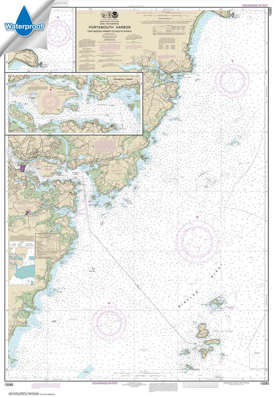 Waterproof NOAA Chart 13283: Portsmouth Harbor Cape Neddick Harbor to Isles of Shoals; Portsmouth Harbor Waterproof NOAA Chart 13283: Portsmouth Harbor Cape Neddick Harbor to Isles of Shoals; Portsmouth Harbor