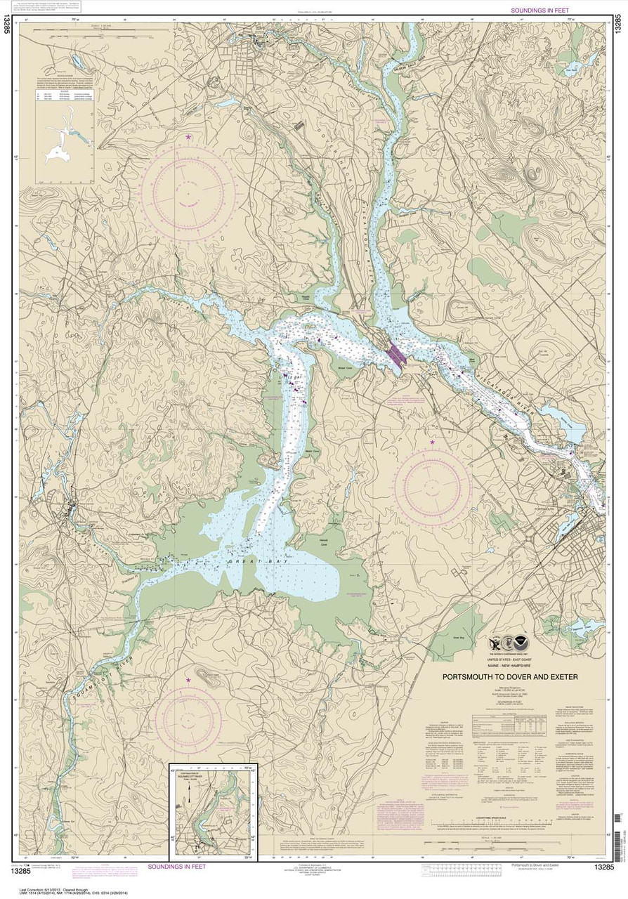 NOAA Chart 13285: Portsmouth to Dover and Exeter