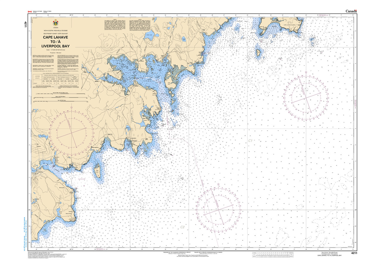CHS Chart 4211: Cape Lahave to/Ã  Liverpool Bay
