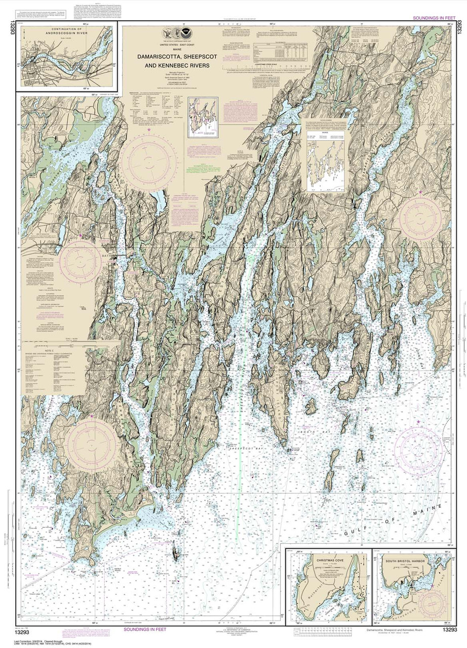NOAA Chart 13293: Damariscotta: Sheepscot and Kennebec Rivers;South Bristol Harbor