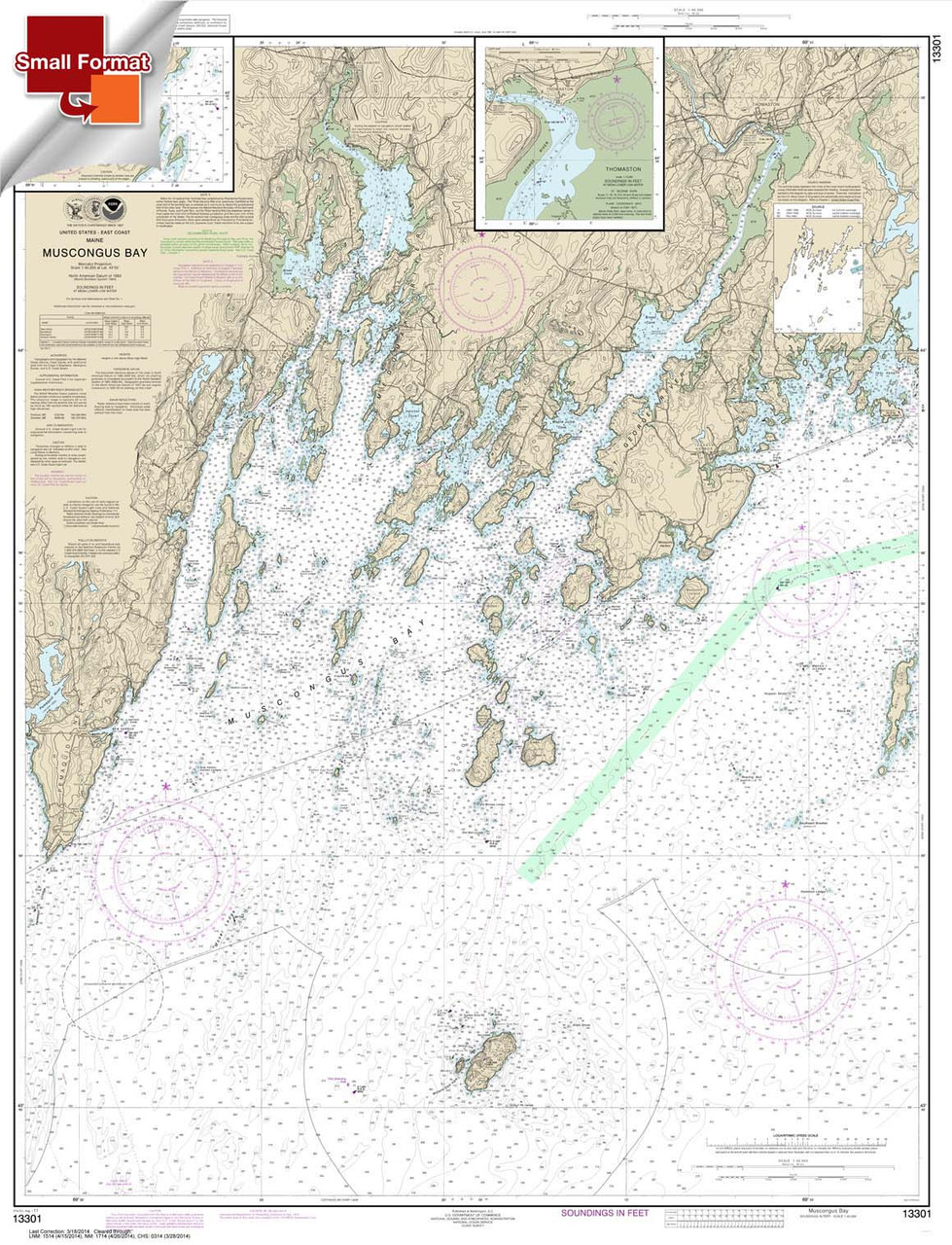 Small Format NOAA Chart 13301: Muscongus Bay;New Harbor;Thomaston