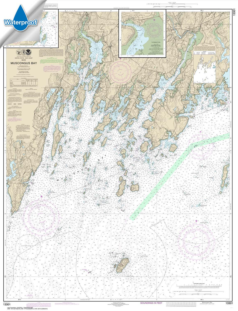 Waterproof NOAA Chart 13301: Muscongus Bay;New Harbor;Thomaston