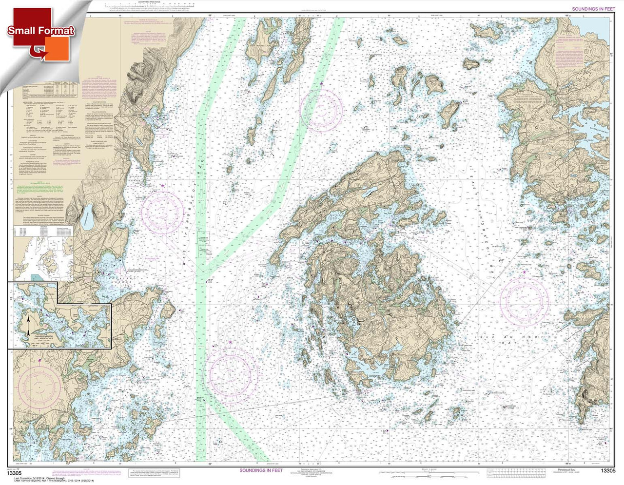 Small Format NOAA Chart 13305: Penobscot Bay;Carvers Harbor and Approaches
