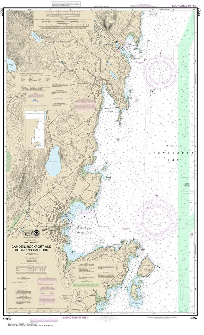 NOAA Chart 13307: Camden: Rockport and Rockland Harbors