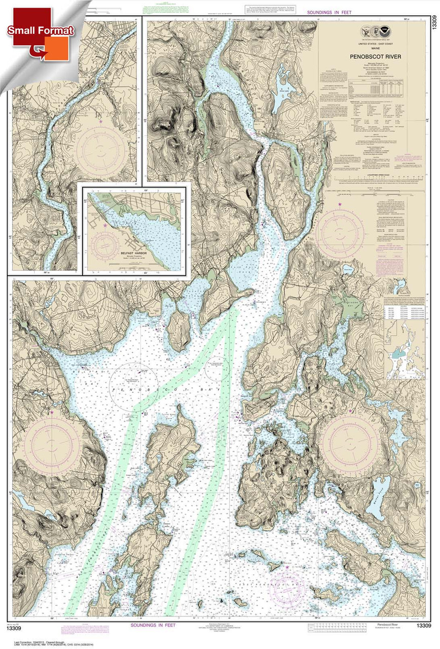 Small Format NOAA Chart 13309: Penobscot River;Belfast Harbor Small Format NOAA Chart 13309: Penobscot River;Belfast Harbor