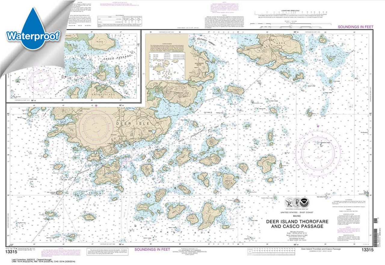 Waterproof NOAA Chart 13315: Deer Island Thorofare and Casco Passage