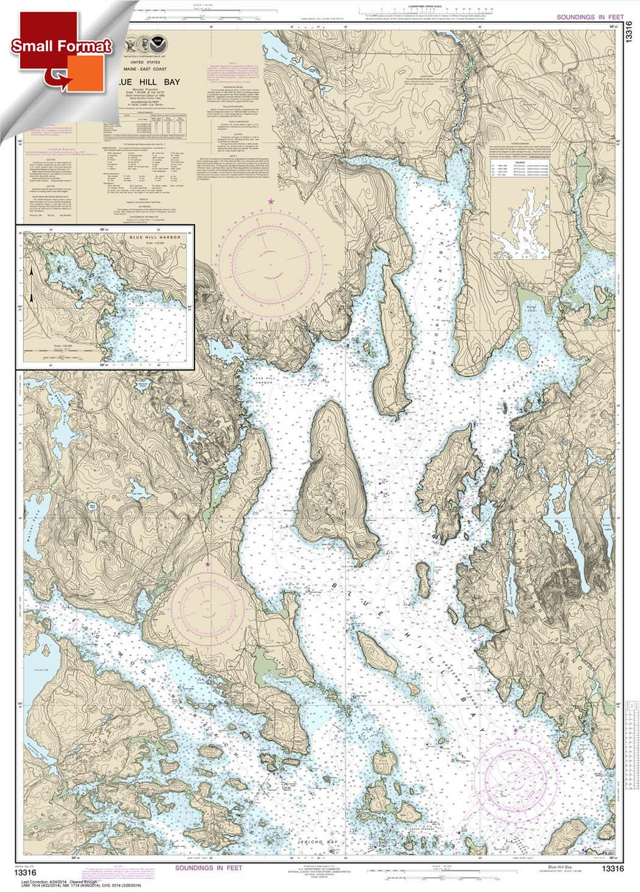 Small Format NOAA Chart 13316: Blue Hill Bay;Blue Hill Harbor