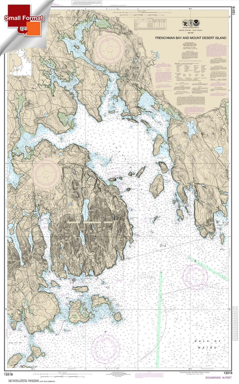 Small Format NOAA Chart 13318: Frenchman Bay and Mount Desert lsland