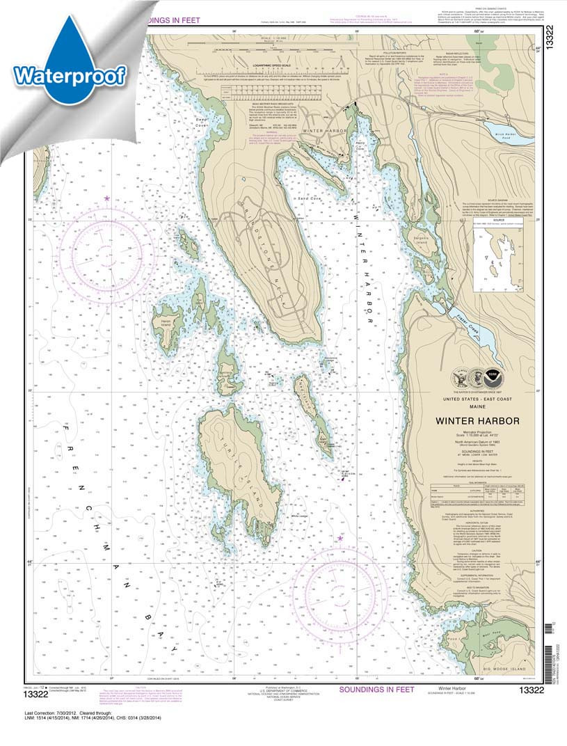 Waterproof NOAA Chart 13322: Winter Harbor