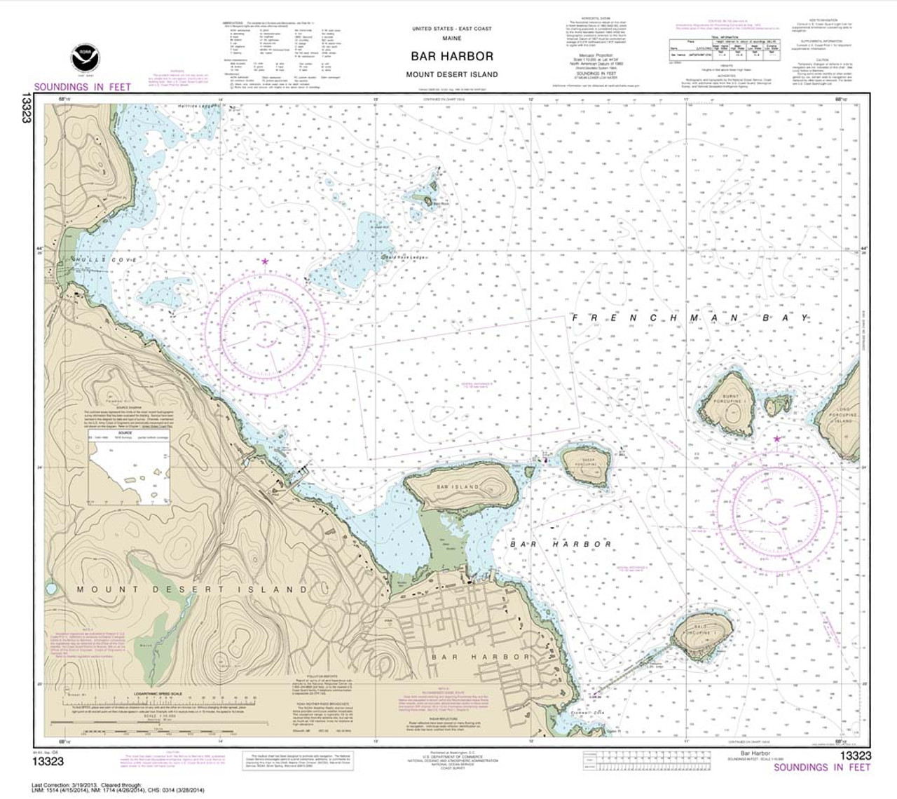 NOAA Chart 13323: Bar Harbor Mount Desert Island