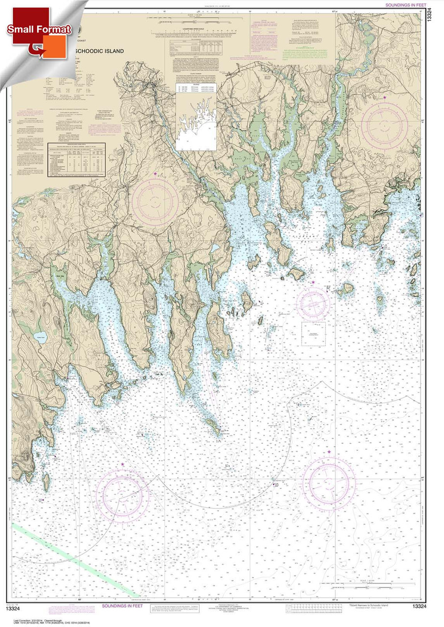 Small Format NOAA Chart 13324: Tibbett Narrows to Schoodic Island