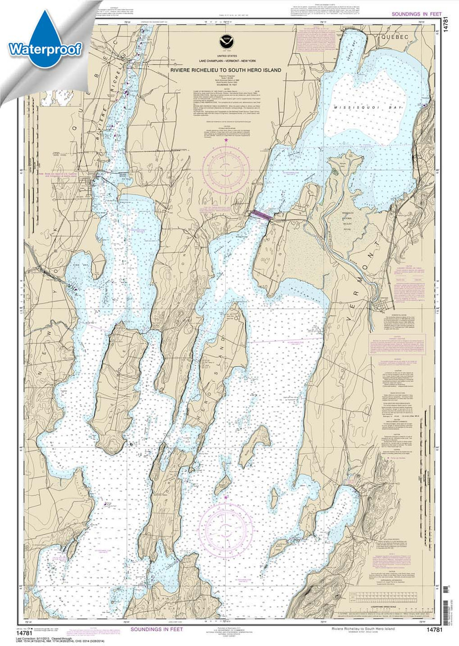 Waterproof HISTORICAL NOAA Chart 14781: Riviere Richelieu to South Hero Island