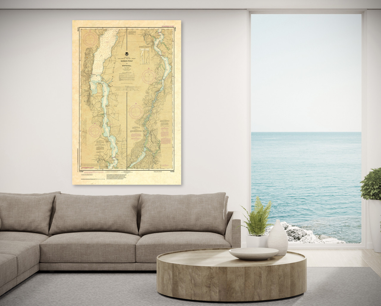ANTIQUED HISTORICAL NOAA Chart 14784: Barber Point to Whitehall