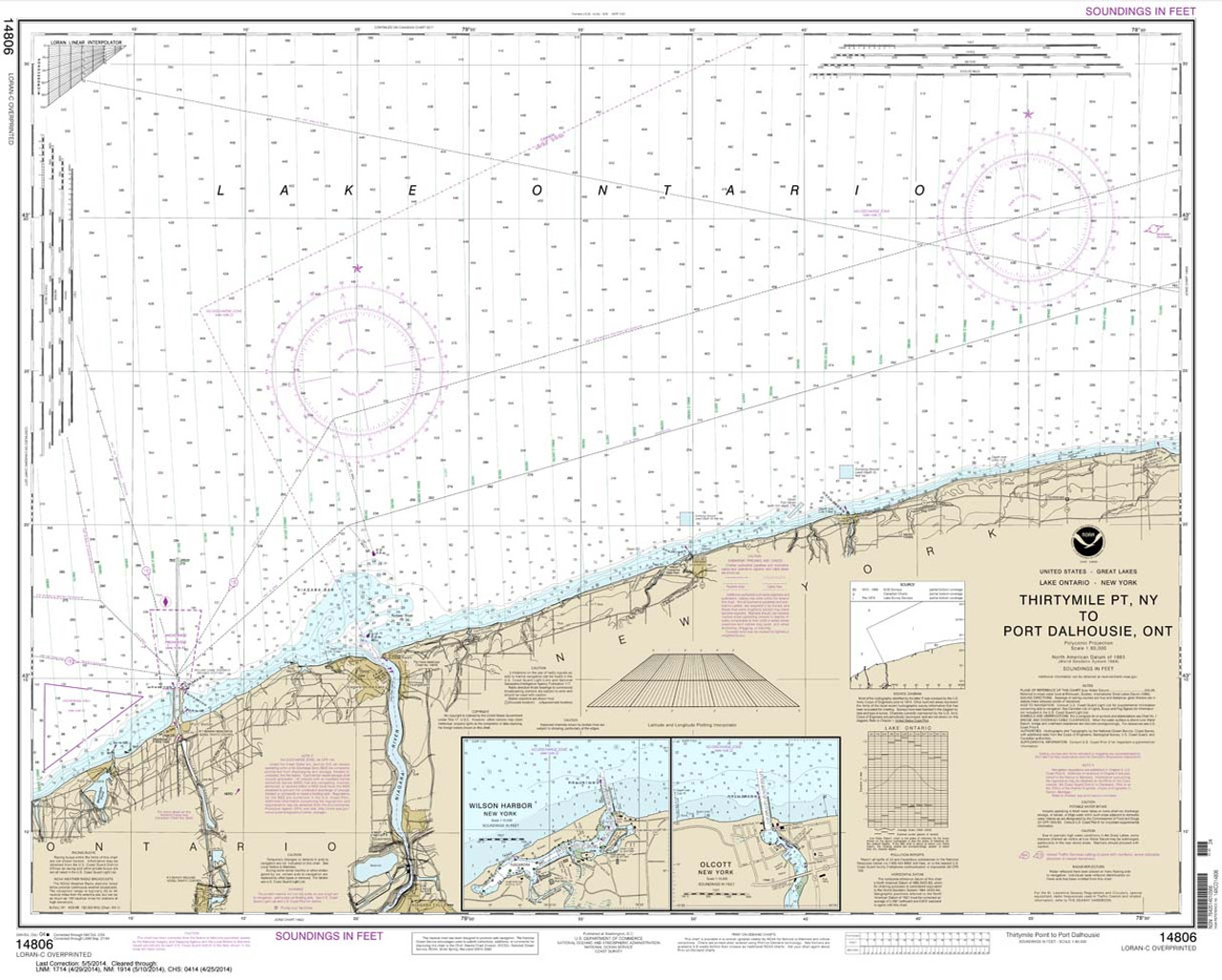HISTORICAL NOAA Chart 14806: Thirtymile Point: N.Y.: to Port Dalhousie: Ont.