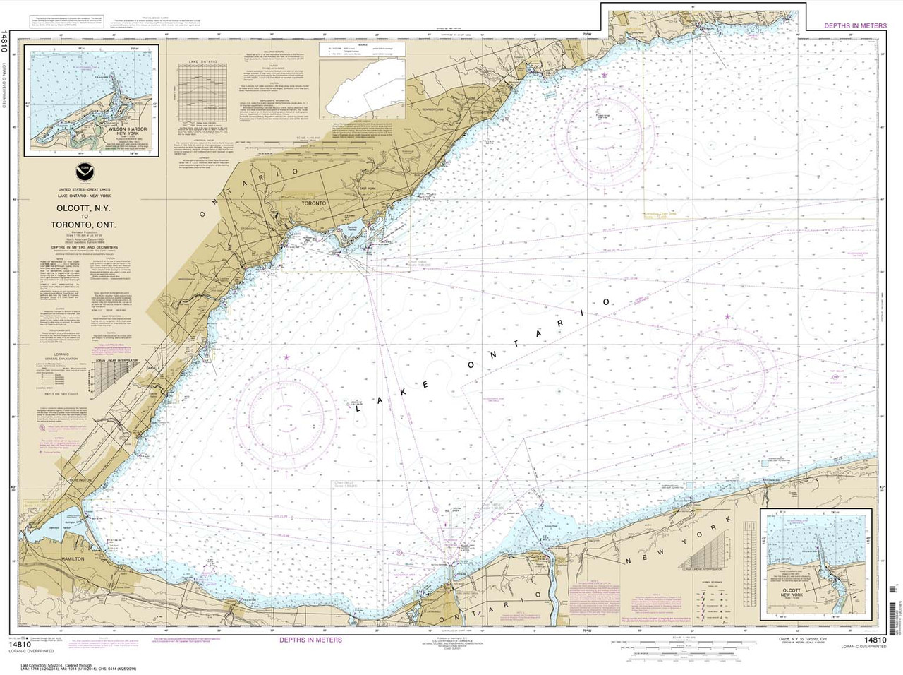 NOAA Chart 14810: Olcott Harbor to Toronto; Olcott and Wilson Harbors