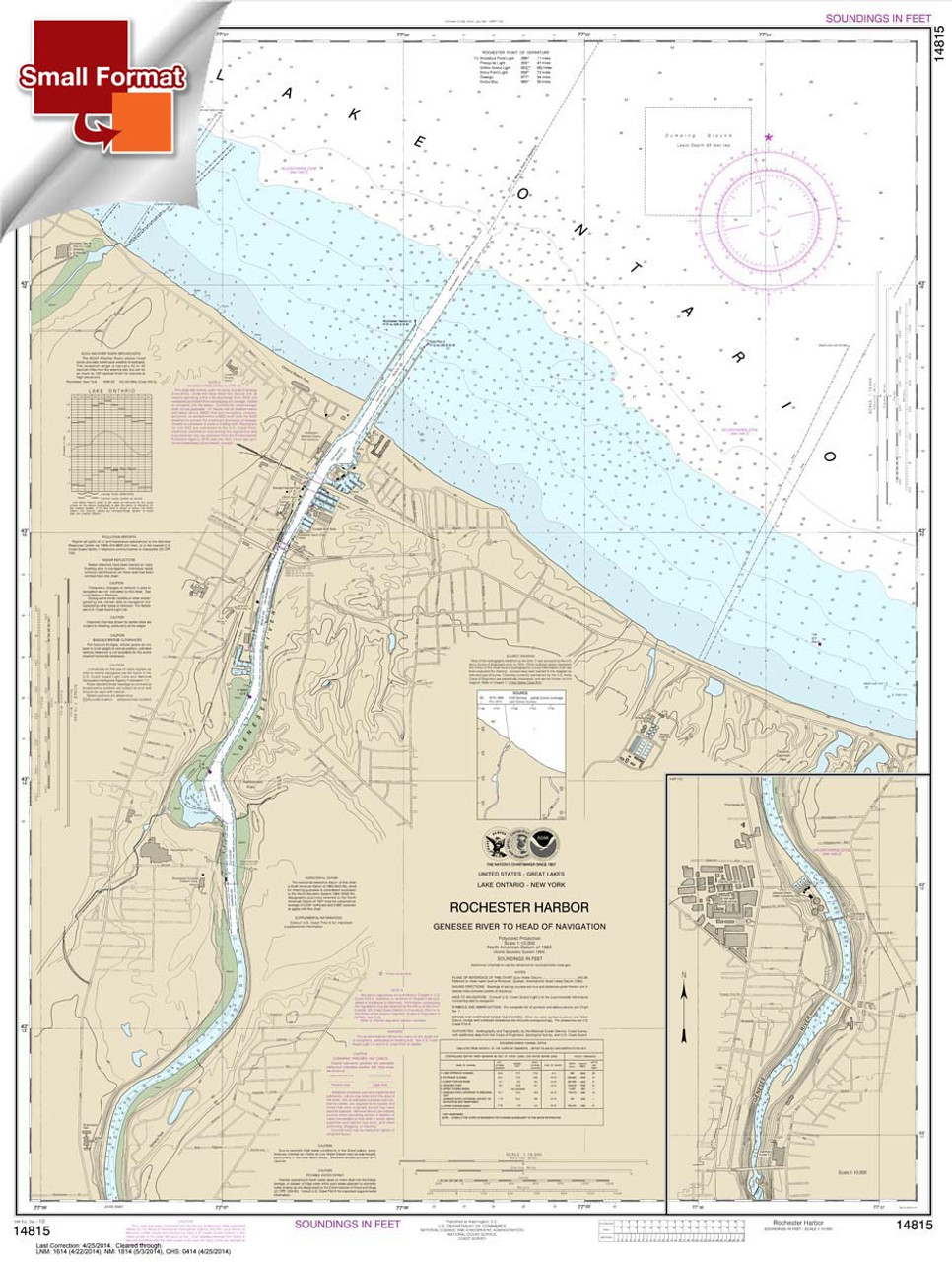 Small Format NOAA Chart 14815: Rochester Harbor: including Genessee River to head of navigation
