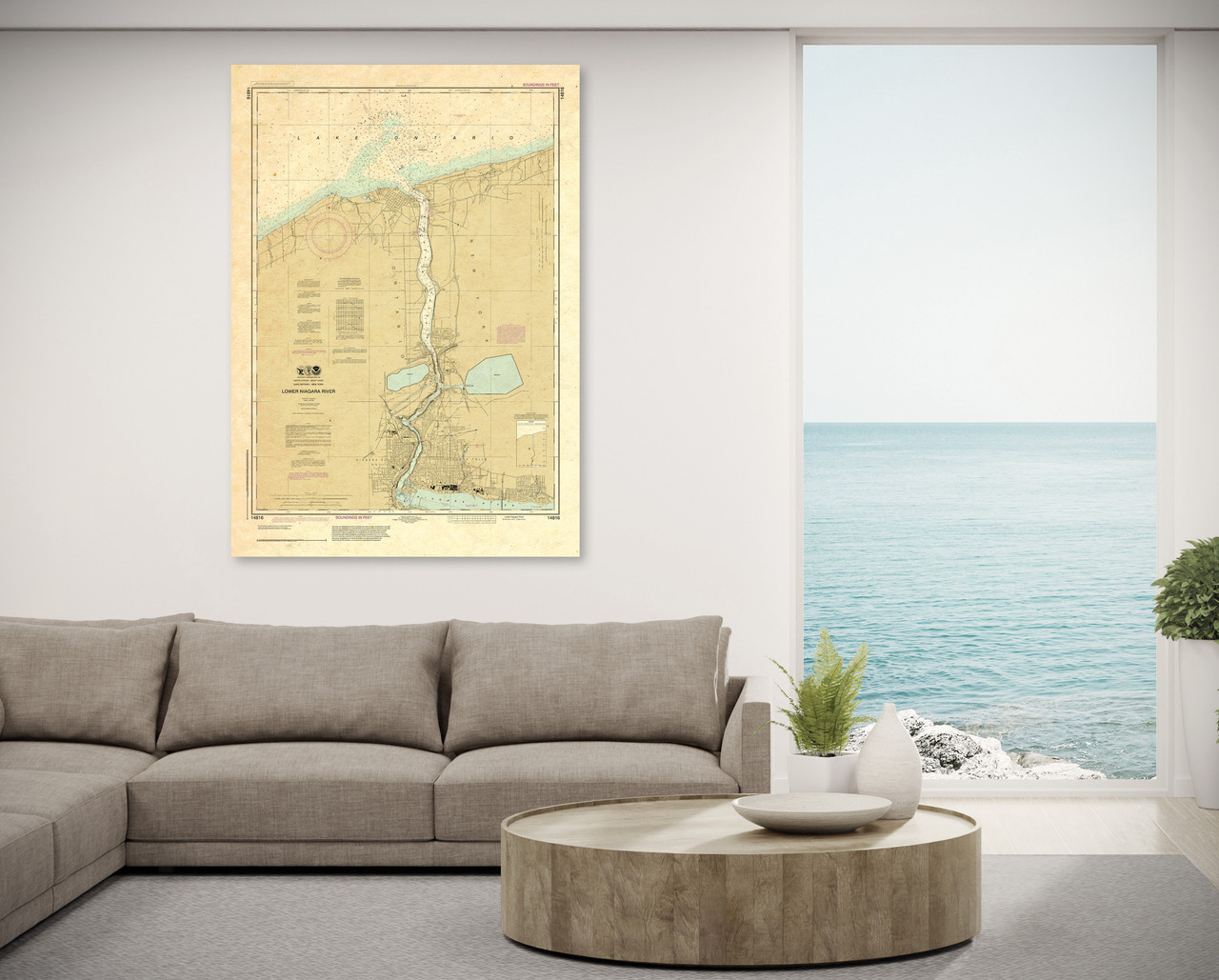 ANTIQUED NOAA Chart 14816: Lower Niagara River ANTIQUED NOAA Chart 14816: Lower Niagara River