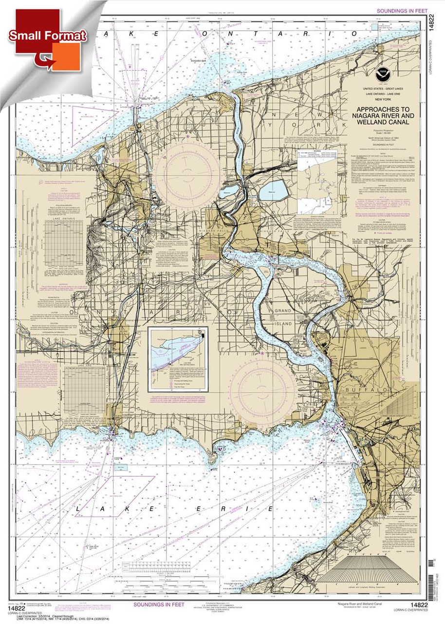 Small Format NOAA Chart 14822: Approaches to Niagara River and Welland Canal