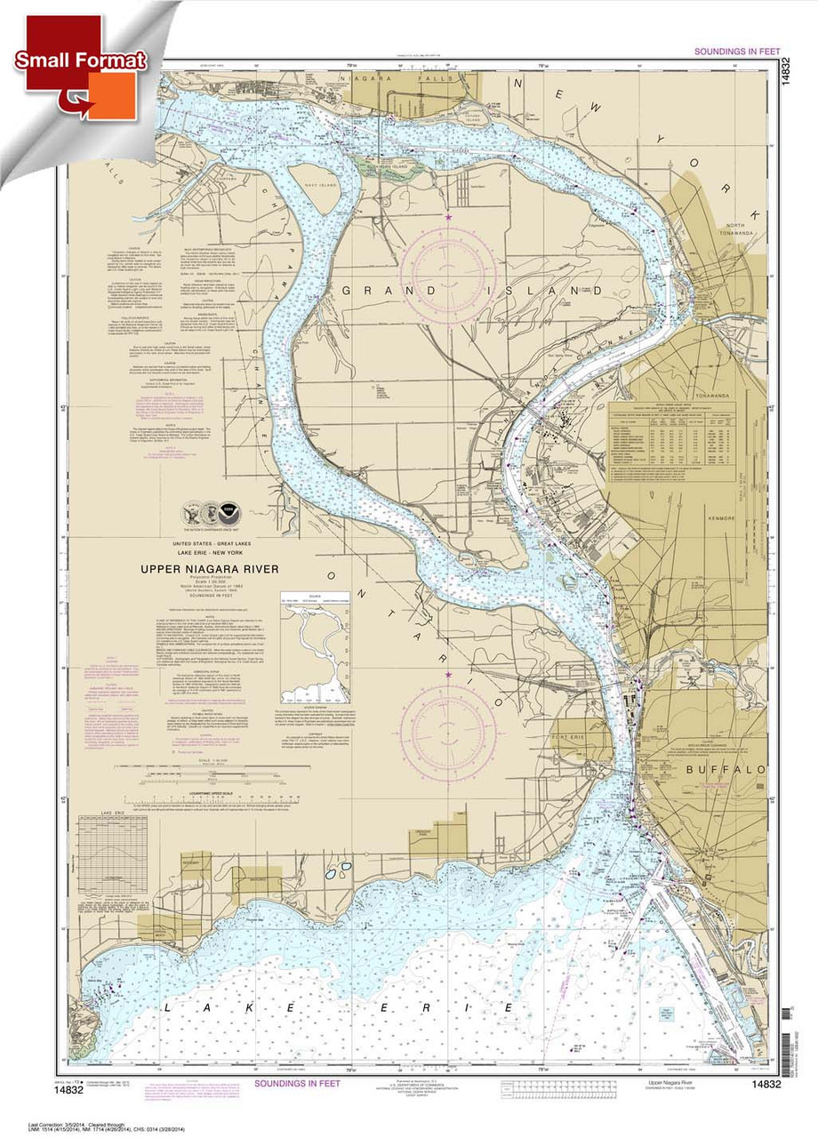 Small Format NOAA Chart 14832: Niagara Falls to Buffalo