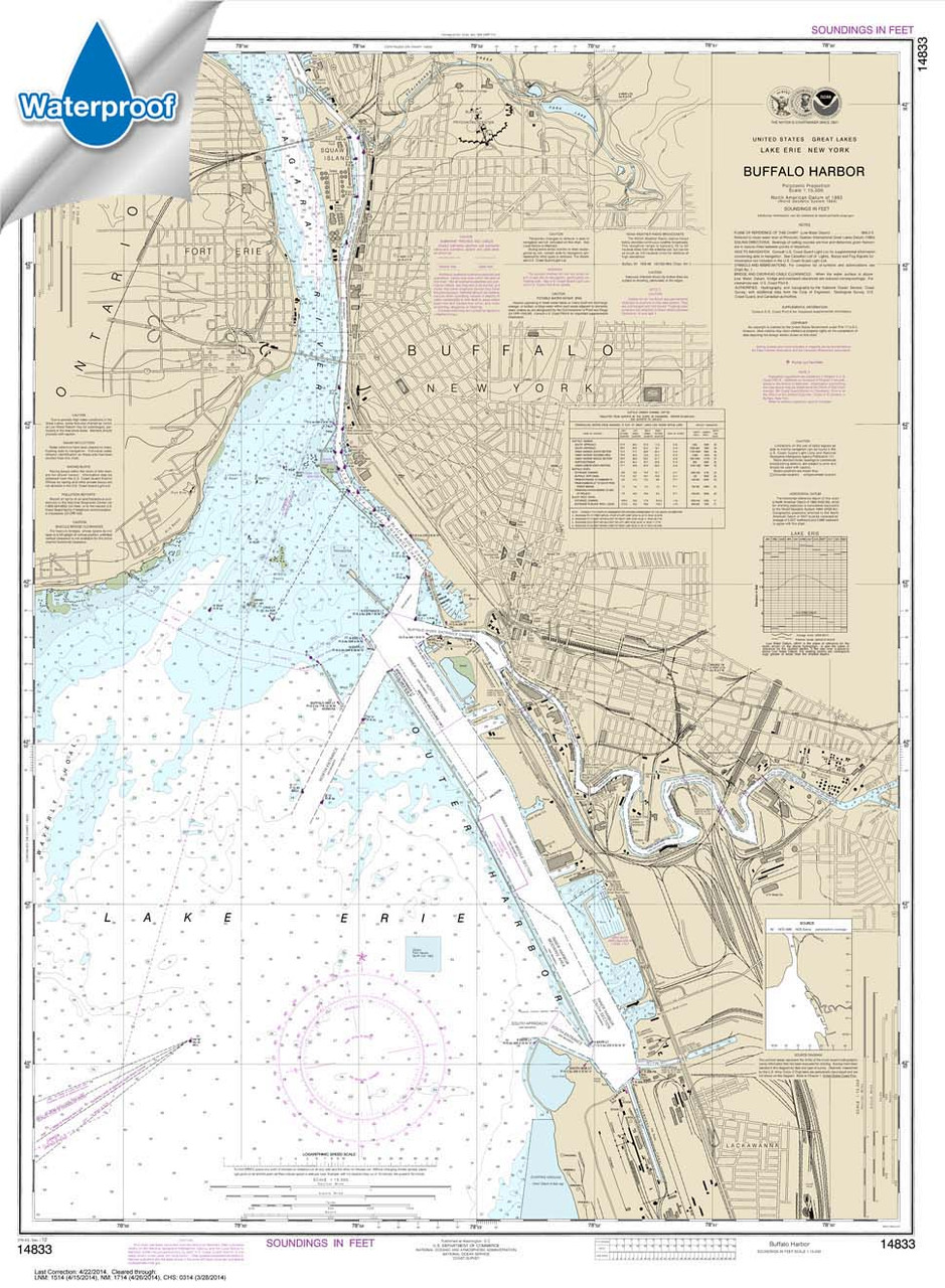 Waterproof NOAA Chart 14833: Buffalo Harbor