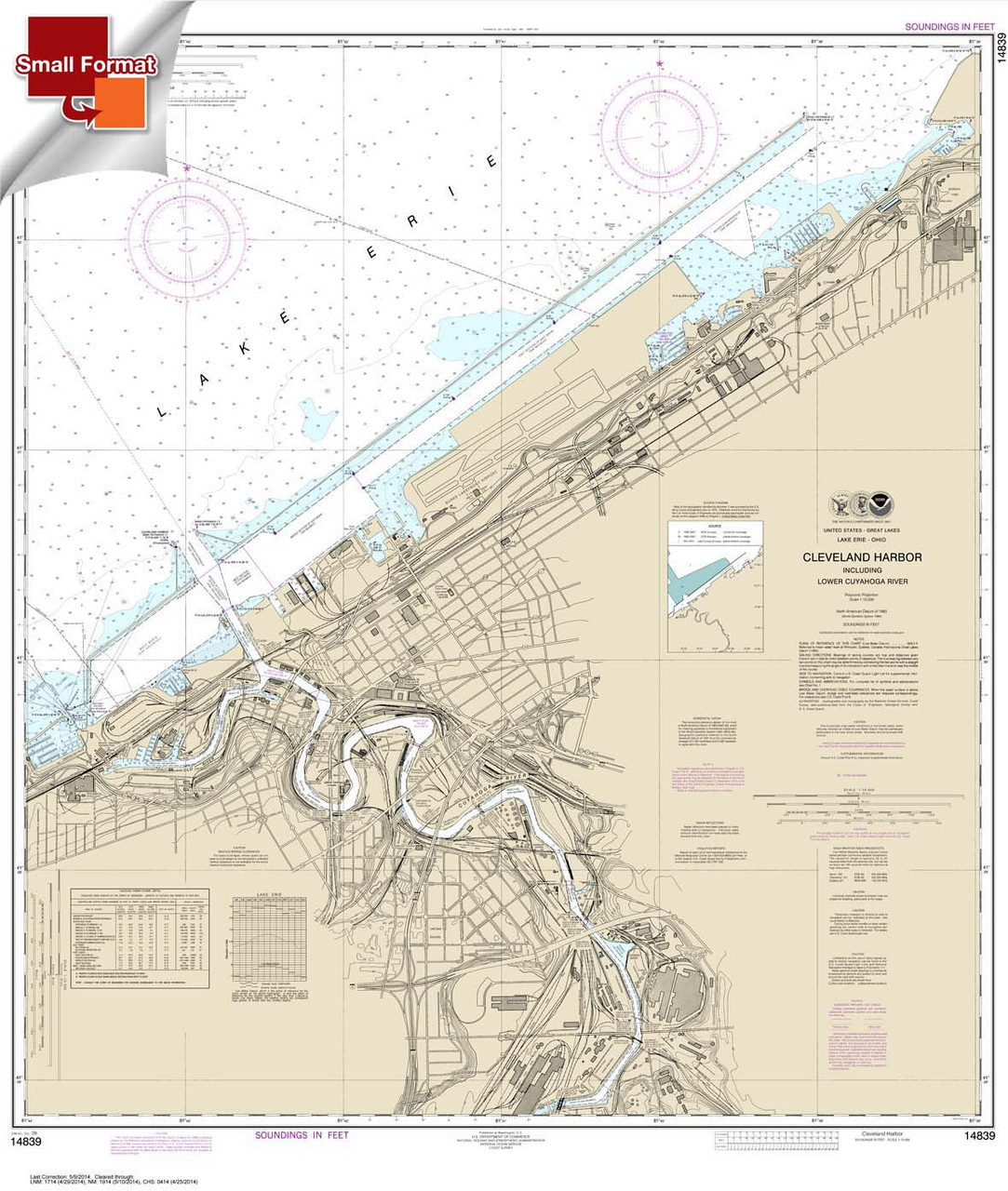 Small Format NOAA Chart 14839: Cleveland Harbor: including lower Cuyahoga River