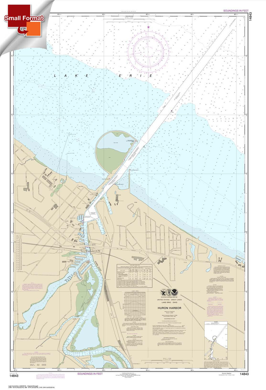 HISTORICAL SMALL FORMAT NOAA Chart 14843: Huron Harbor