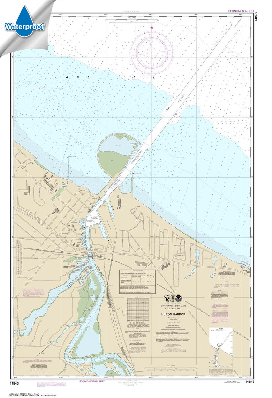 HISTORICAL WATERPROOF NOAA Chart 14843: Huron Harbor