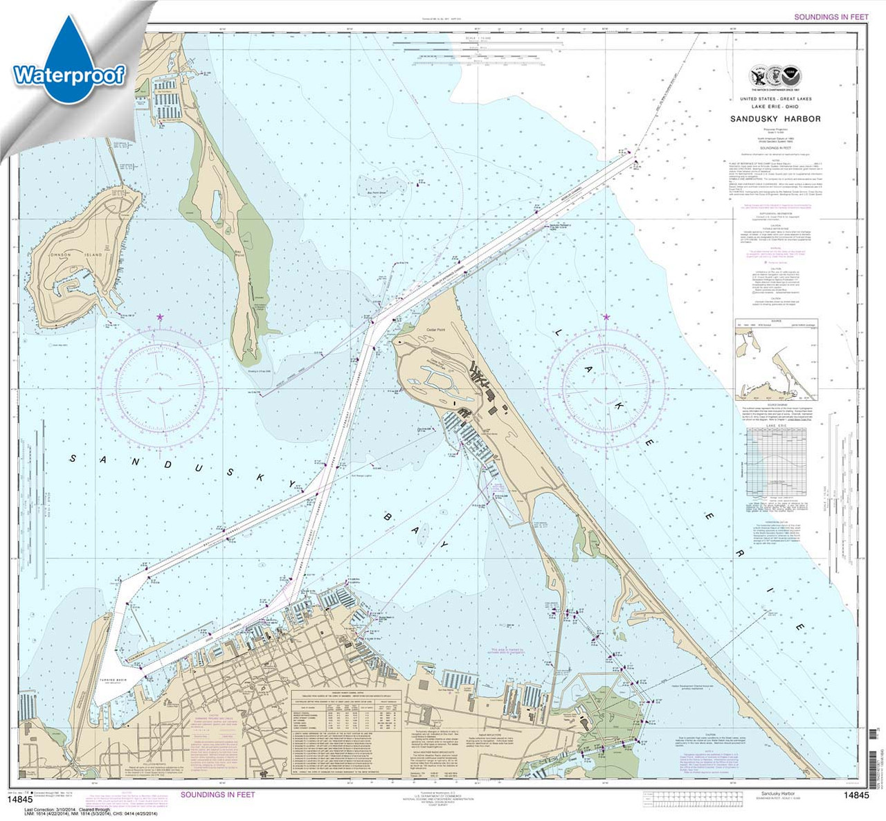 HISTORICAL WATERPROOF NOAA Chart 14845: Sandusky Harbor