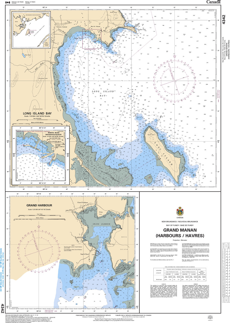 CHS Chart 4342: Grand Manan (Harbours / Havres)