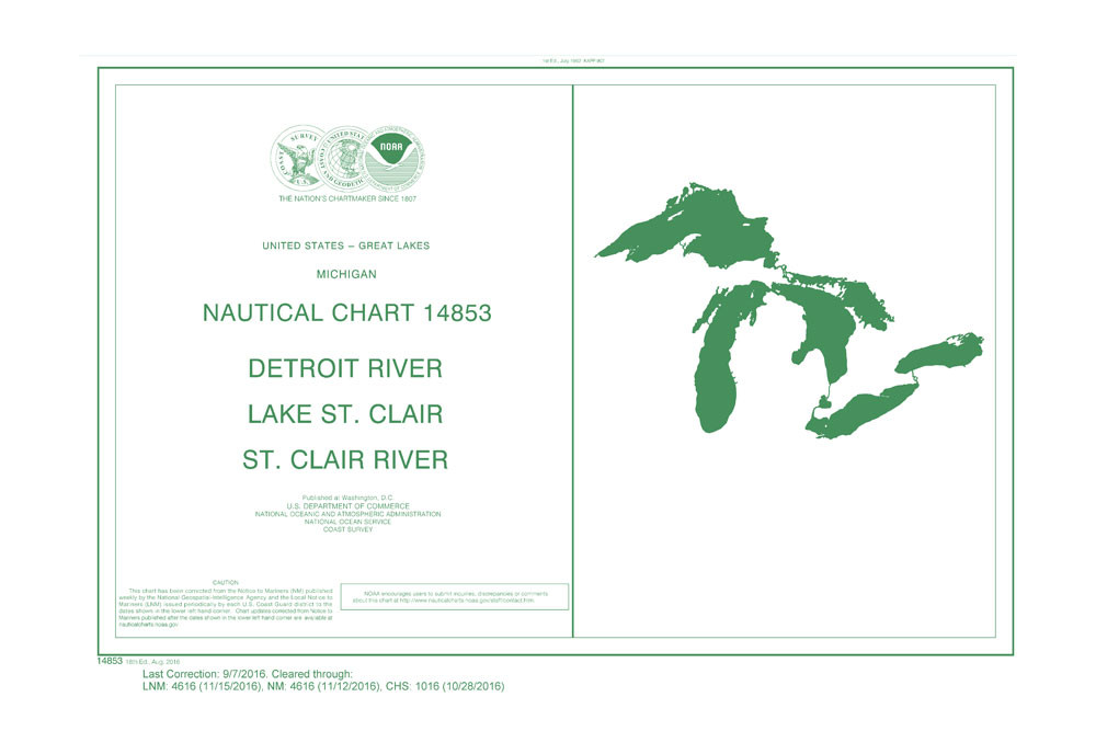 NOAA Chart 14853: DETROIT RIVER / LAKE ST. CLAIR / ST, CLAIR (53 PAGE BOOKLET)