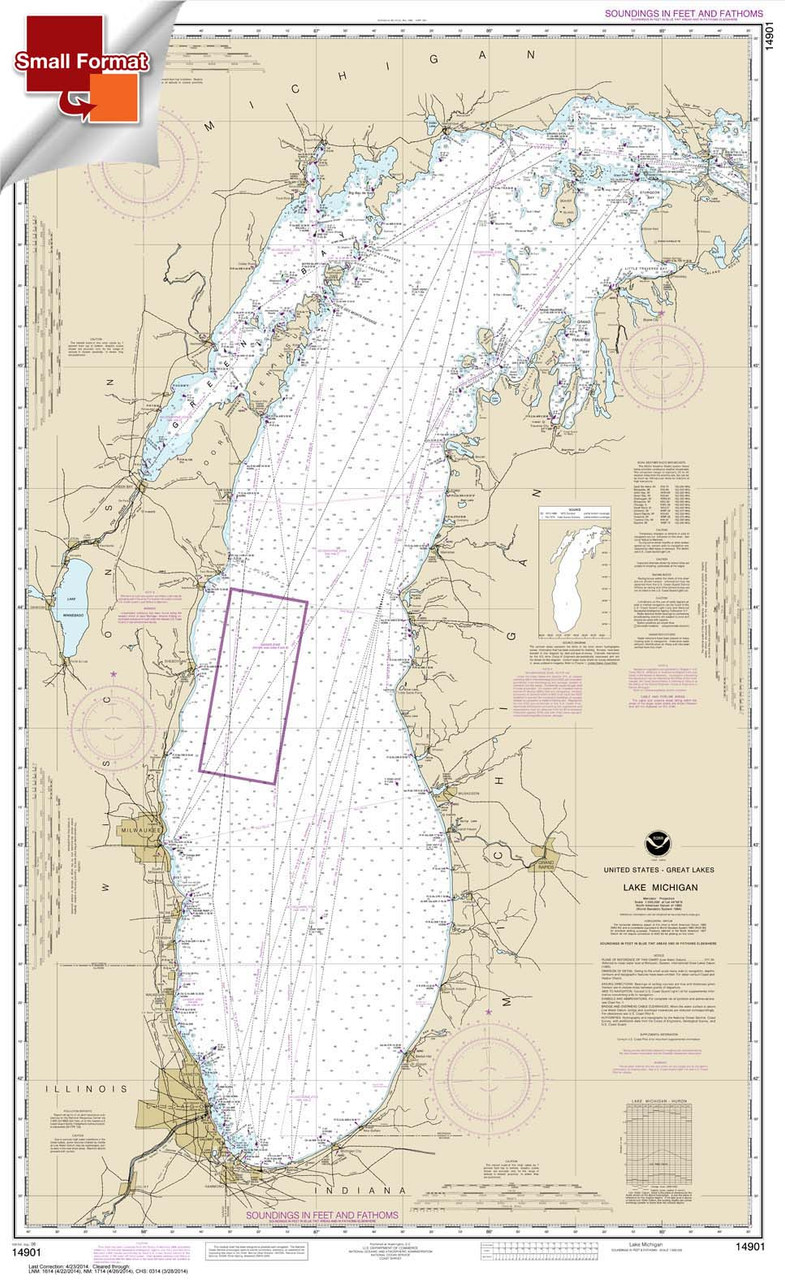 Small Format NOAA Chart 14901: Lake Michigan (Mercator Projection)