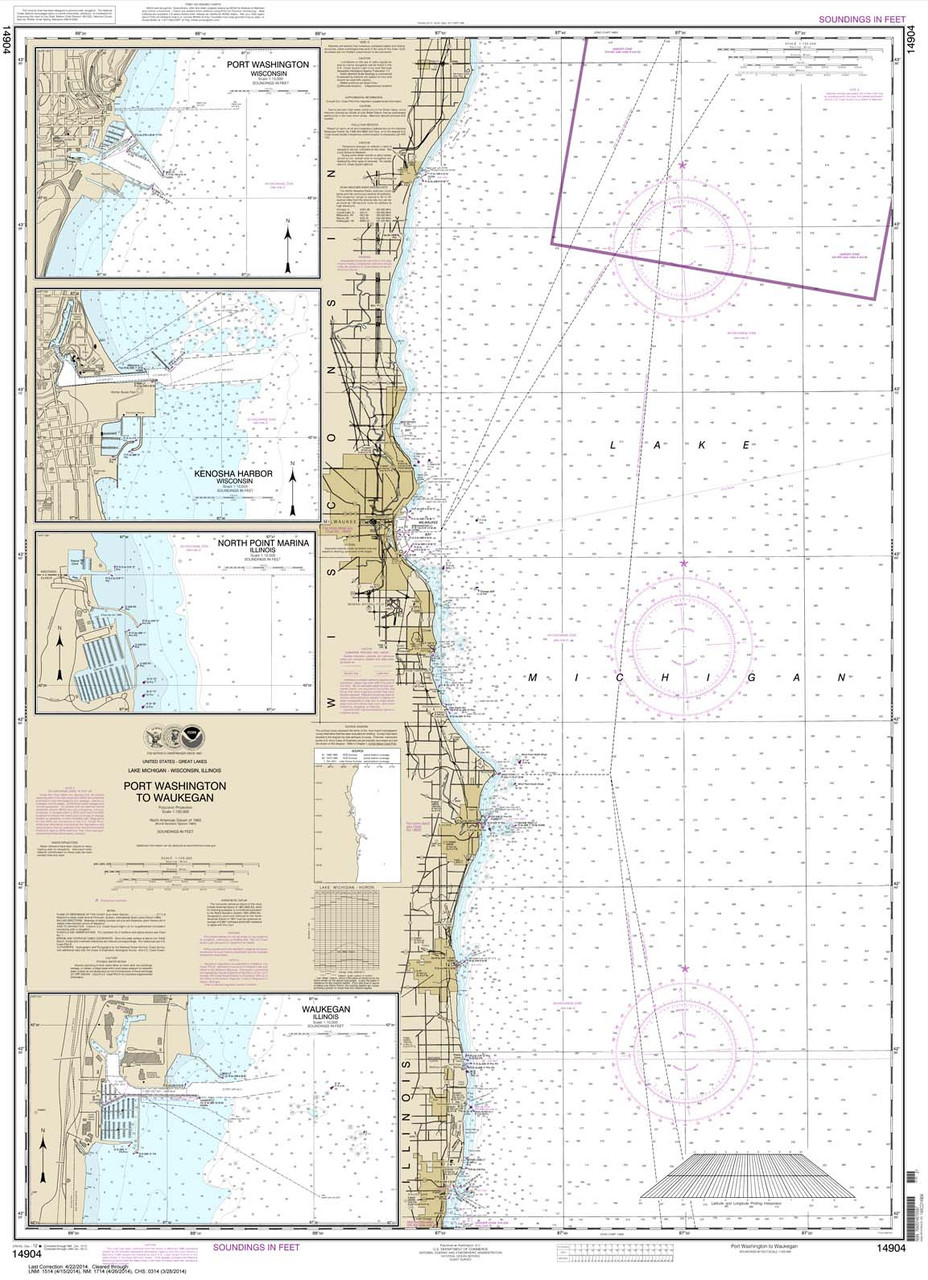 NOAA Chart 14904: Port Washington to Waukegan;Kenosha;North Point Marina;Port Washington;Waukegan