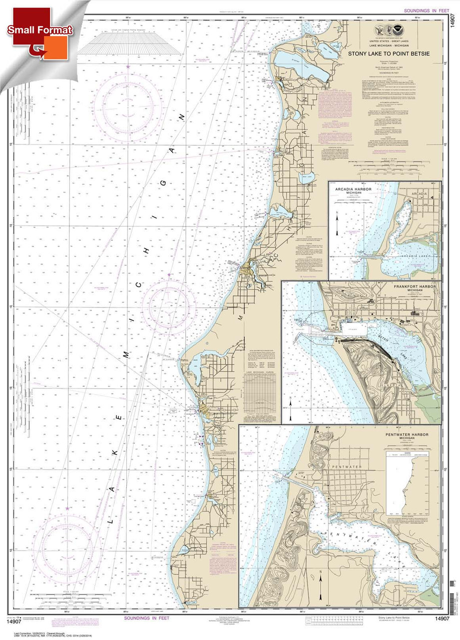 HISTORICAL SMALL FORMAT NOAA Chart 14907: Stony Lake to Point Betsie;Pentwater;Arcadia;Frankfort