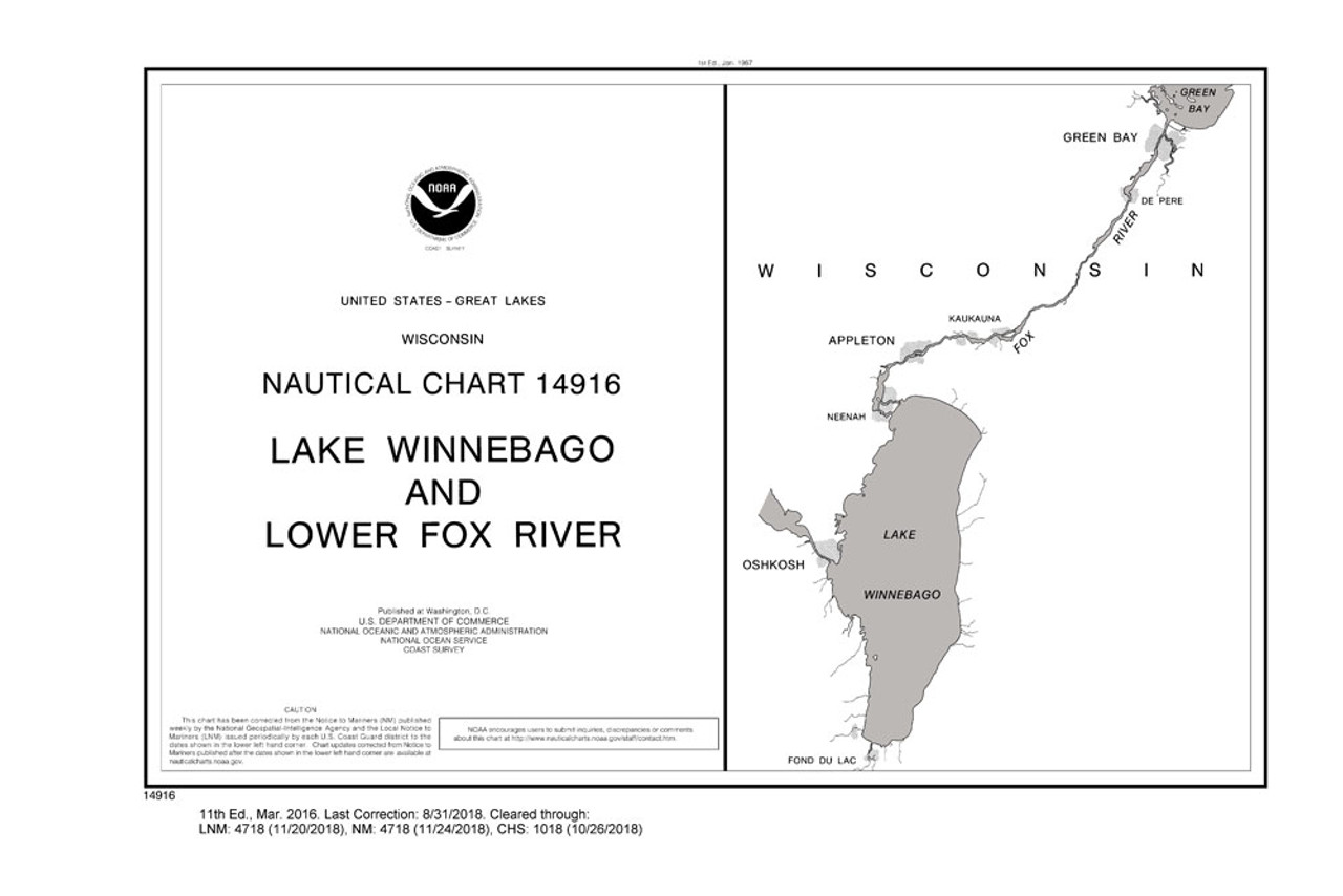 HISTORICAL NOAA Chart 14916: LAKE WINNEBAGO & LOWER FOX RIVER (38 PAGE BOOKLET)