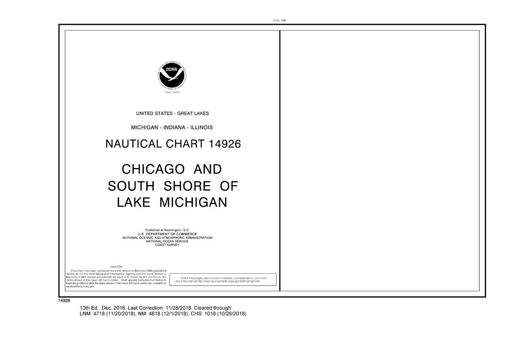 HISTORICAL NOAA Chart 14926: CHICAGO and SOUTH SHORE OF LAKE MICHIGAN  (32 PAGE BOOKLET)