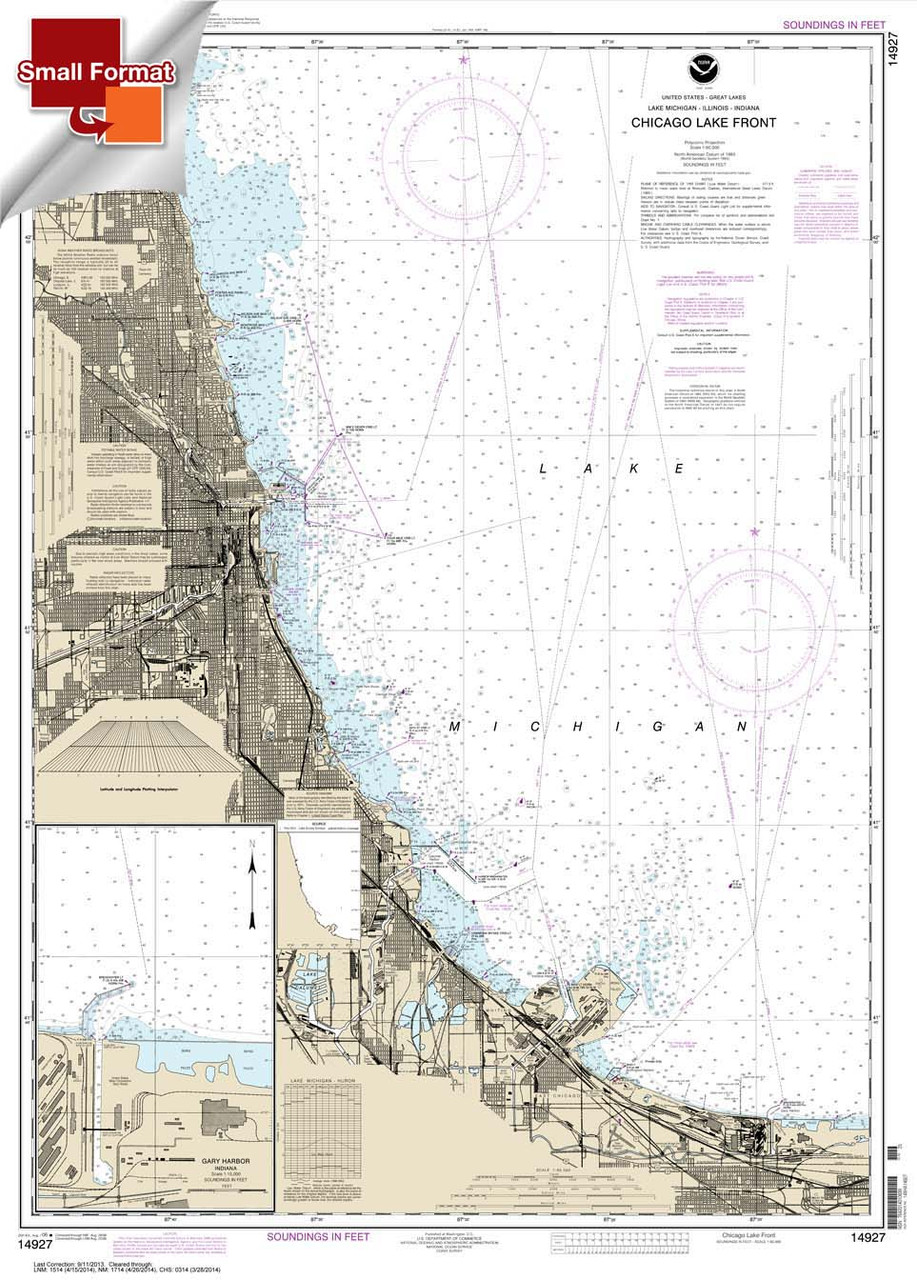 Small Format NOAA Chart 14927: Chicago Lake Front;Gary Harbor