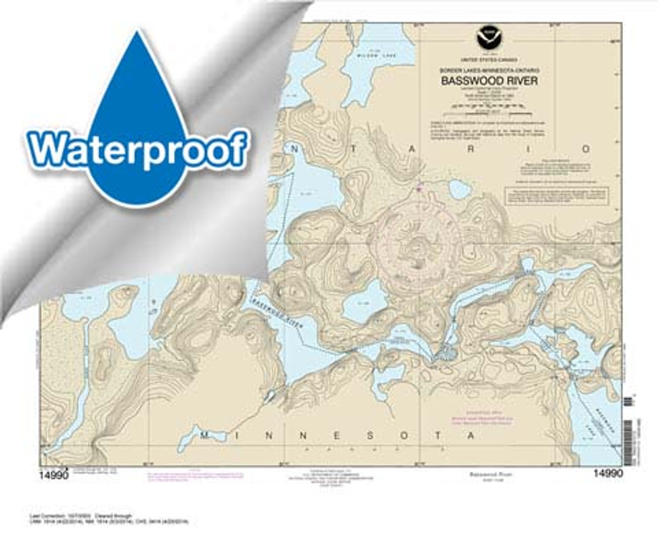 HISTORICAL Waterproof NOAA Chart 14990: Basswood River