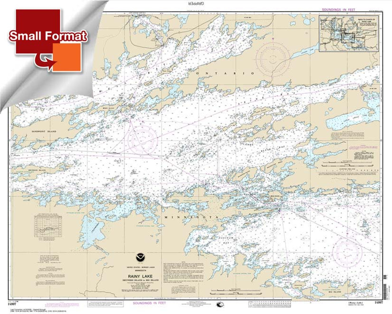 HISTORICAL Small Format NOAA Chart 14997: Rainy Lake-Dryweed Island: to Big Island
