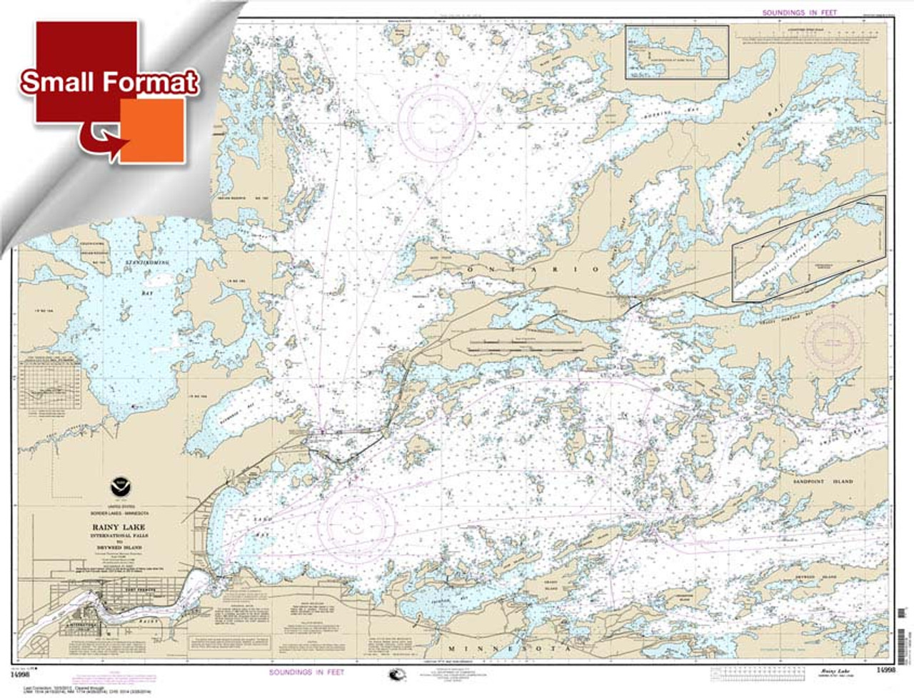 HISTORICAL Small Format NOAA Chart 14998: Rainy Lake-International Falls to Dryweed Island
