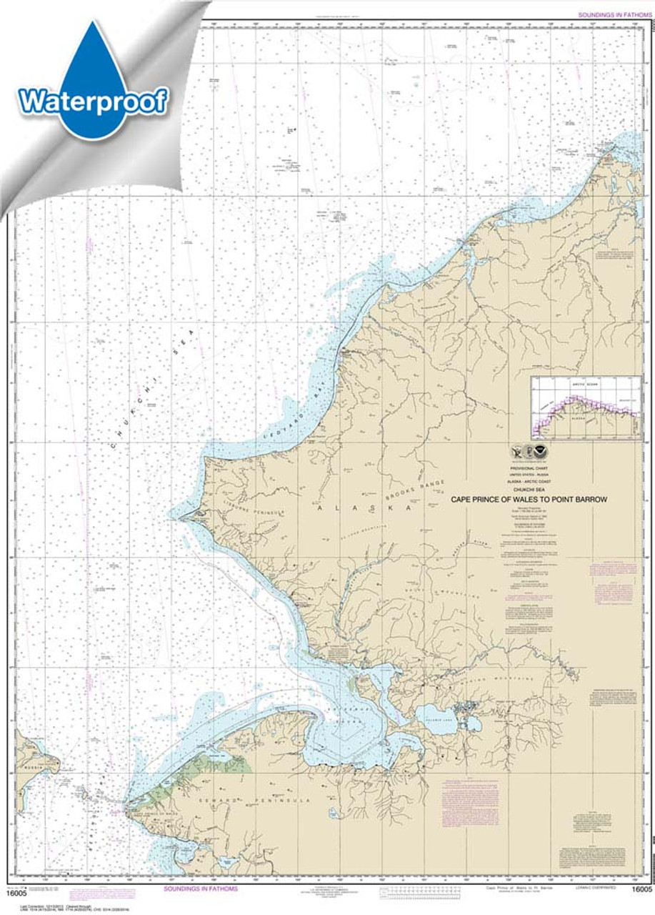 Waterproof NOAA Chart 16005: Cape Prince of Wales to Pt. Barrow