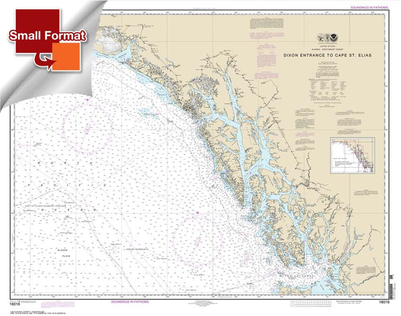 Small Format NOAA Chart 16016: Dixon Entrance to Cape St. Elias