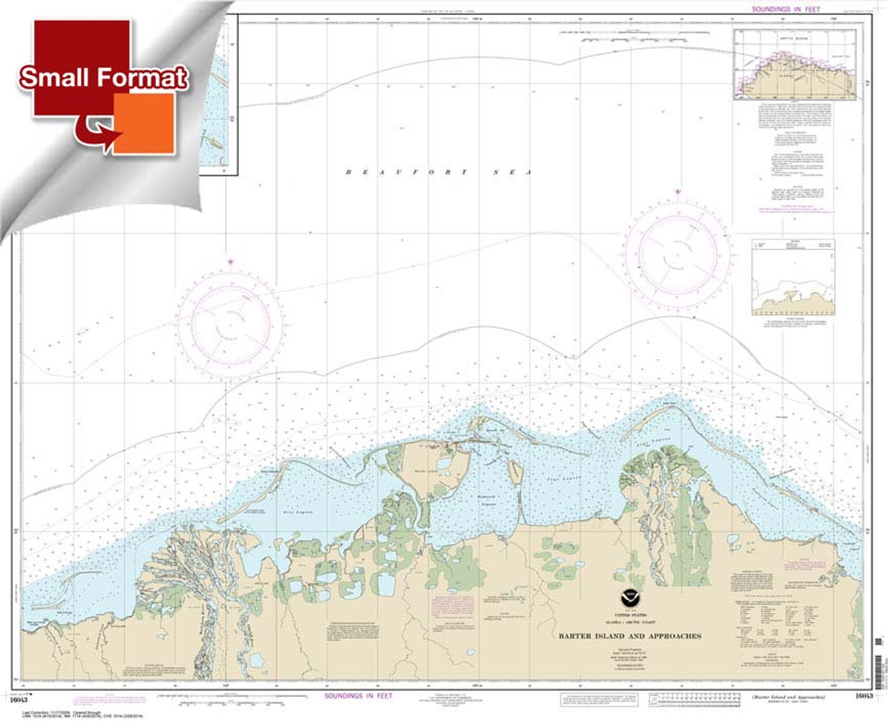 Small Format HISTORICAL NOAA Chart 16043: Barter Island and approaches;Bernard Harbor Small Format HISTORICAL NOAA Chart 16043: Barter Island and approaches;Bernard Harbor