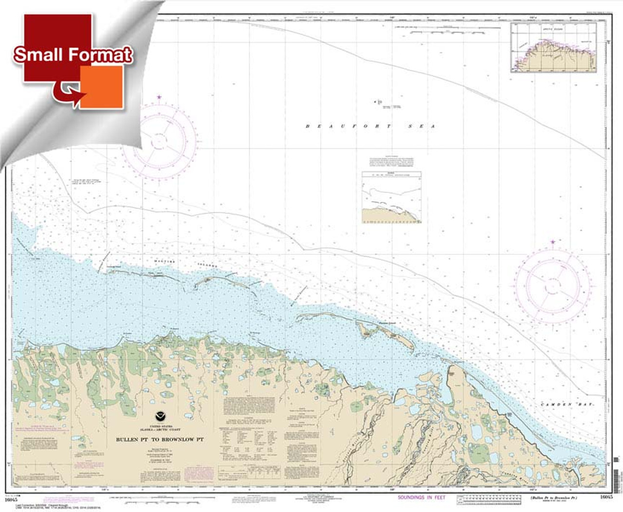 Small Format HISTORICAL NOAA Chart 16045: Bullen Pt. to Brownlow Pt.