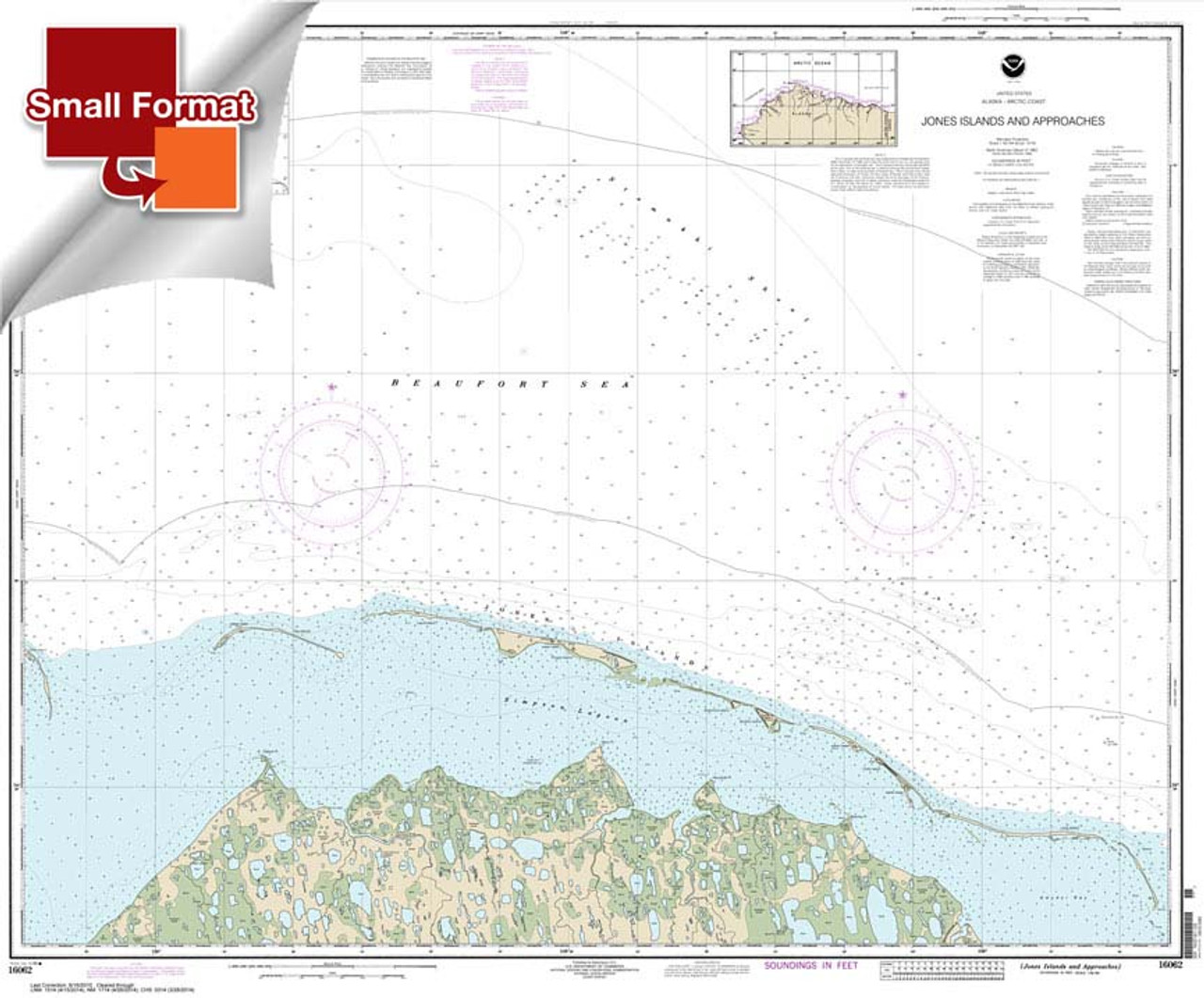 Small Format HISTORICAL NOAA Chart 16062: Jones Islands and approaches
