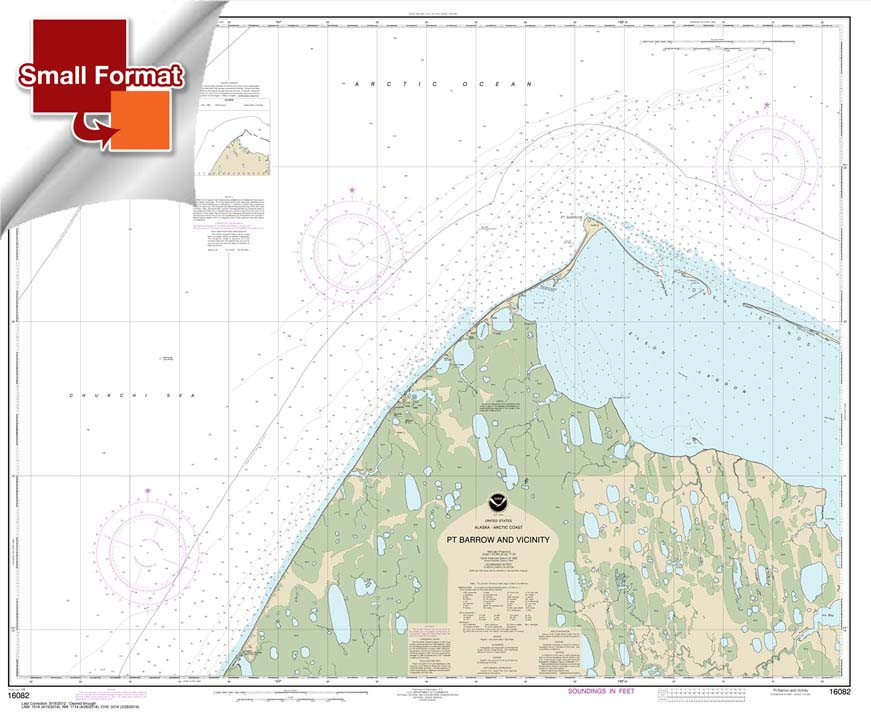 Small Format HISTORICAL NOAA Chart 16082: Pt. Barrow and vicinity