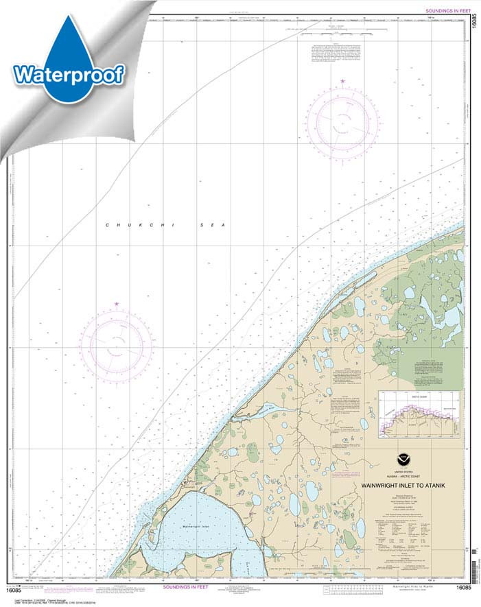Waterproof HISTORICAL NOAA Chart 16085: Wainwright Inlet to Atainik