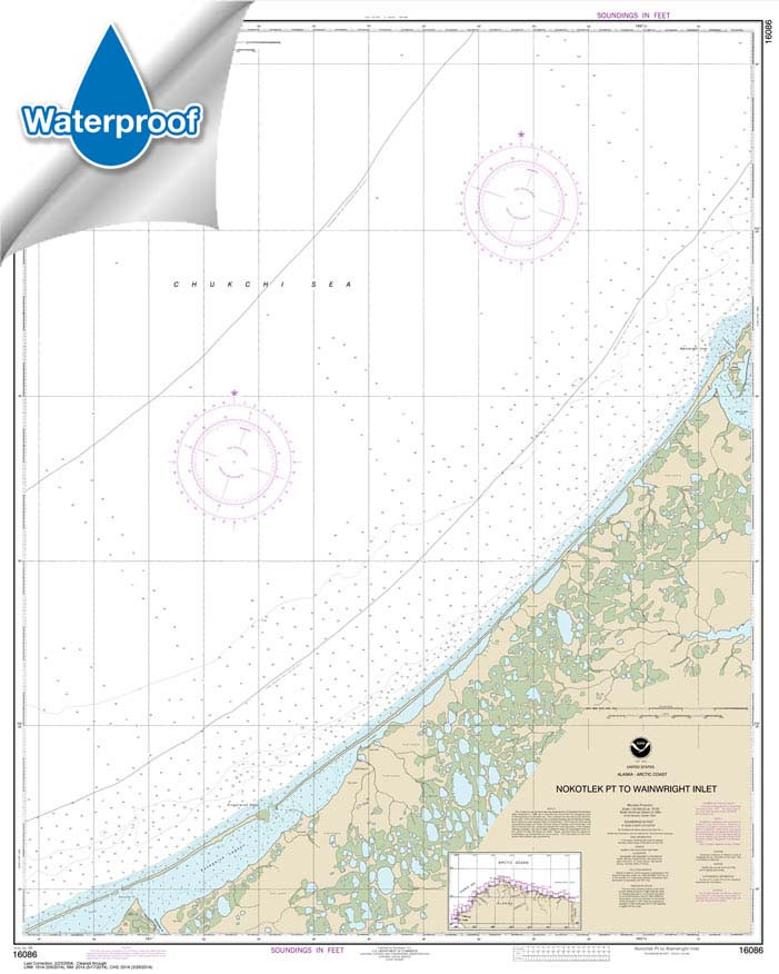 Waterproof HISTORICAL NOAA Chart 16086: Nakotlek Pt. to Wainwright